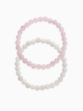 Набор браслетов из бусин «Кварц розовый и Аквамарин», 2 шт. шар №6