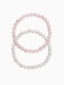 Набор браслетов из бусин «Кварц розовый и Аквамарин», 2 шт. шар №6