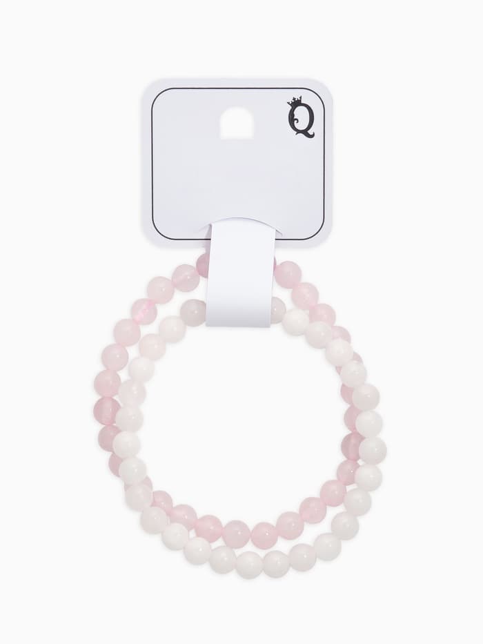 Набор браслетов из бусин «Кварц розовый и Аквамарин», 2 шт. шар №6