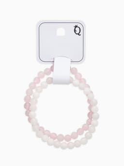 Набор браслетов из бусин «Кварц розовый и Аквамарин», 2 шт. шар №6