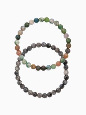 Набор браслетов из бусин «Лабрадор и Яшма», 2 шт. шар №6