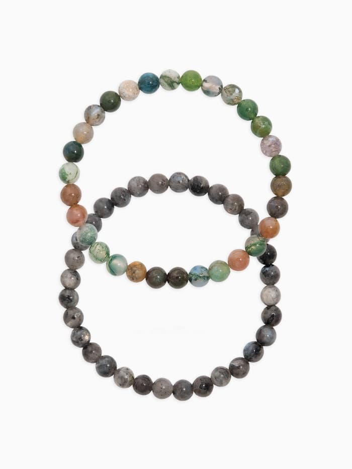 Набор браслетов из бусин «Лабрадор и Яшма», 2 шт. шар №6