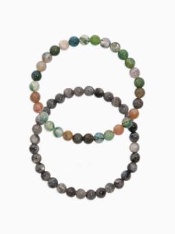 Набор браслетов из бусин «Лабрадор и Яшма», 2 шт. шар №6