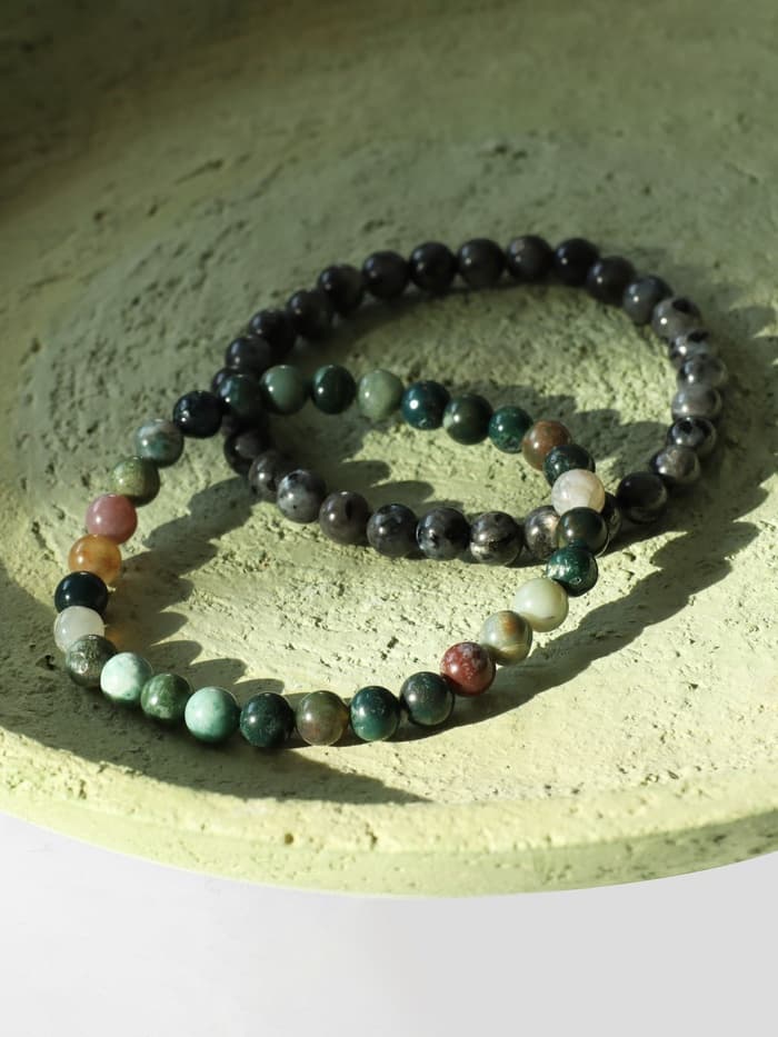 Набор браслетов из бусин «Лабрадор и Яшма», 2 шт. шар №6