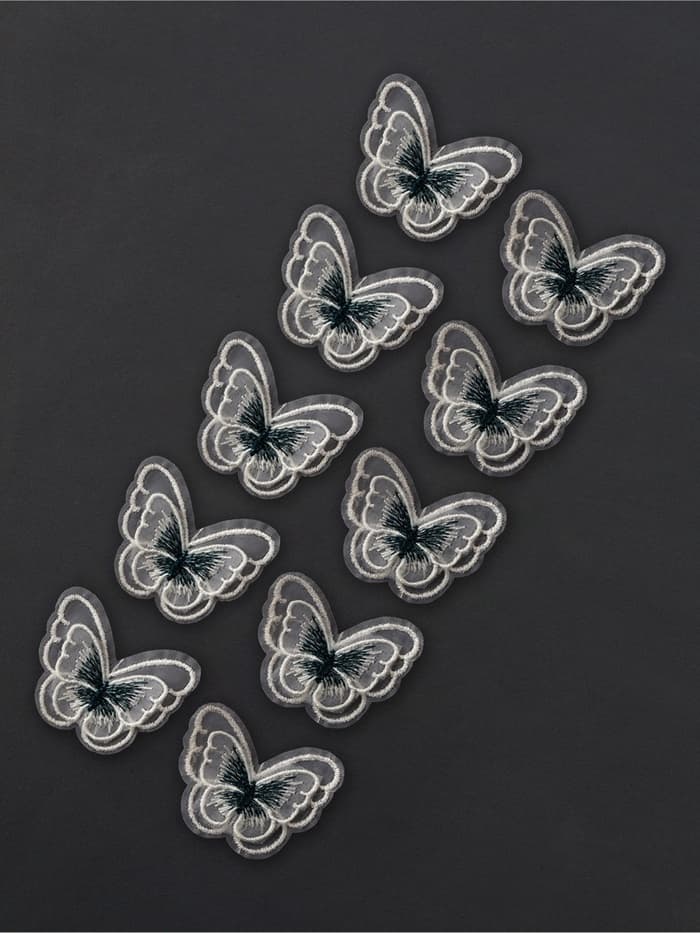 Аппликация для одежды «Бабочка», текстильная, 5×4 см, 10 шт., зеленая, белая