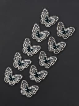 Аппликация для одежды «Бабочка», текстильная, 5×4 см, 10 шт., зеленая, белая