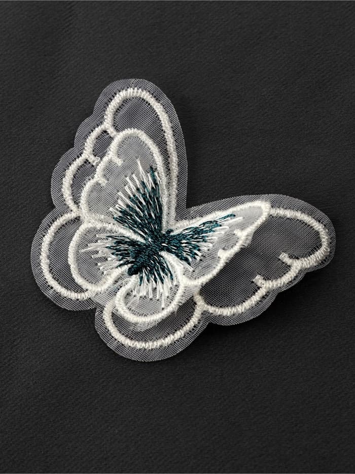 Аппликация для одежды «Бабочка», текстильная, 5×4 см, 10 шт., зеленая, белая