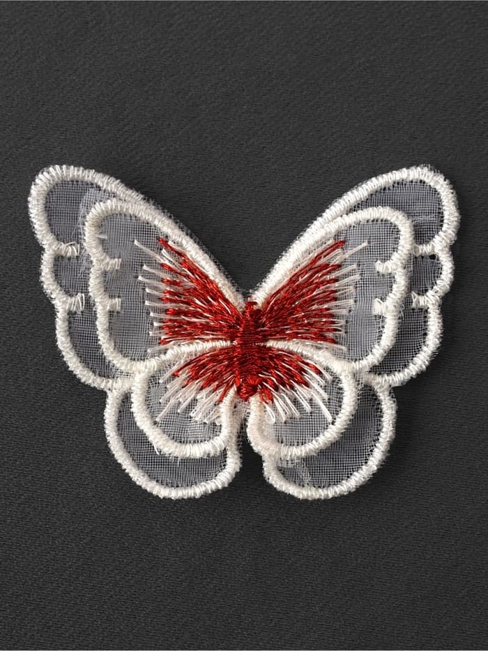 Аппликация для одежды «Бабочка», текстильная, 5×4 см, 10 шт., красная, белая