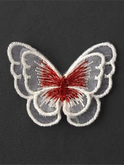 Аппликация для одежды «Бабочка», текстильная, 5×4 см, 10 шт., красная, белая