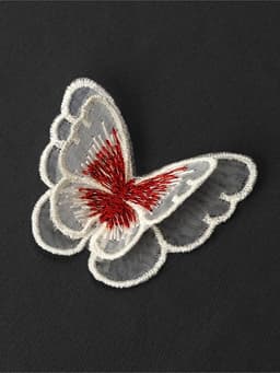 Аппликация для одежды «Бабочка», текстильная, 5×4 см, 10 шт., красная, белая