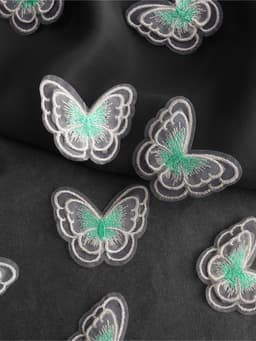 Аппликация для одежды «Бабочка», текстильная, 5×4 см, 10 шт., белая, мятная