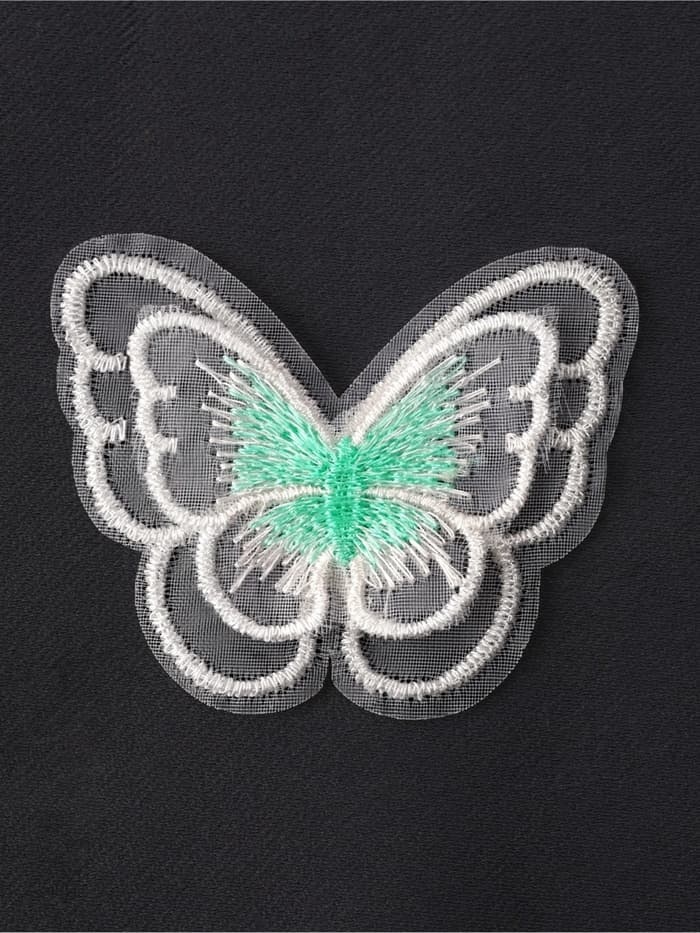 Аппликация для одежды «Бабочка», текстильная, 5×4 см, 10 шт., белая, мятная