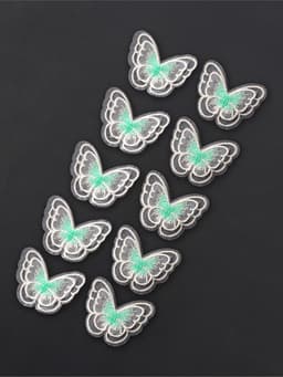 Аппликация для одежды «Бабочка», текстильная, 5×4 см, 10 шт., белая, мятная