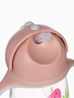 Поильник - непроливайка детский с силиконовой трубочкой «Фрукты», 260 мл., с ручками, розовый