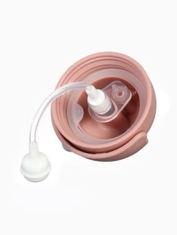 Поильник - непроливайка детский с силиконовой трубочкой «Фрукты», 260 мл., с ручками, розовый