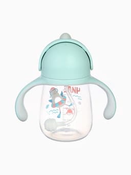 Поильник - непроливайка детский с силиконовой трубочкой «Чайка», 260 мл., с ручками, голубой