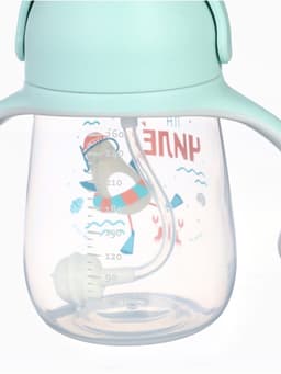 Поильник - непроливайка детский с силиконовой трубочкой «Чайка», 260 мл., с ручками, голубой