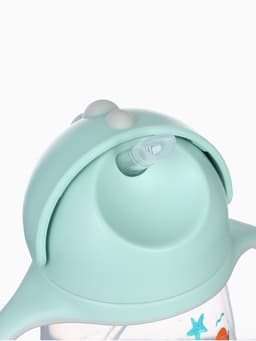 Поильник - непроливайка детский с силиконовой трубочкой «Чайка», 260 мл., с ручками, голубой