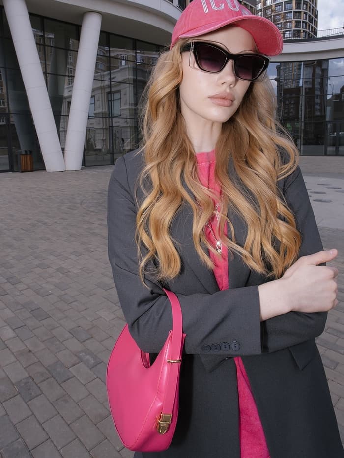 Сумка женская багет на молнии, 20.5×7×10.5 см, розовая