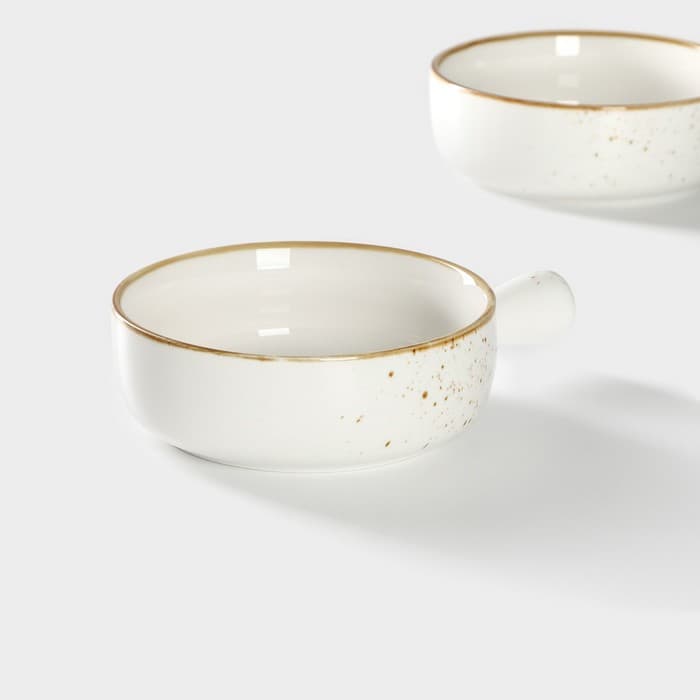 Кокотницы «Церера», набор 2 шт., d=15 см, 500 мл, фарфор, белые