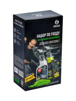 Подарочный набор автохимии Grass, уход за салоном, 4 предмета