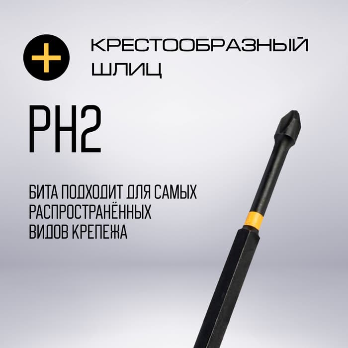 Бита ТУНДРА ПРОФИ, Torsion, сталь S2, PH2×150 мм, пластиковый кейс по 10 шт.