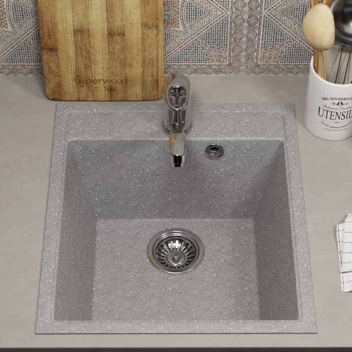 Мойка кухонная из камня Uperwood ECON UPD-404, 003, прямоугольная, цвет 003 серая матовая