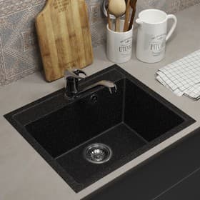 Мойка кухонная из камня Uperwood ECON UPD-408, 004, прямоугольная, цвет 004 черная матовая
