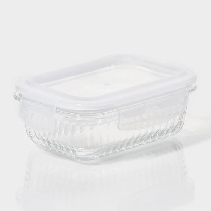 Контейнер для еды Доляна Basic, 370 мл, 14.5×10.5×5.5 см, прямоугольный, жаропрочного стекло, прозрачный
