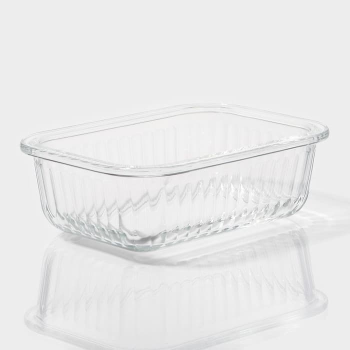Контейнер для еды Доляна Basic, 370 мл, 14.5×10.5×5.5 см, прямоугольный, жаропрочного стекло, прозрачный