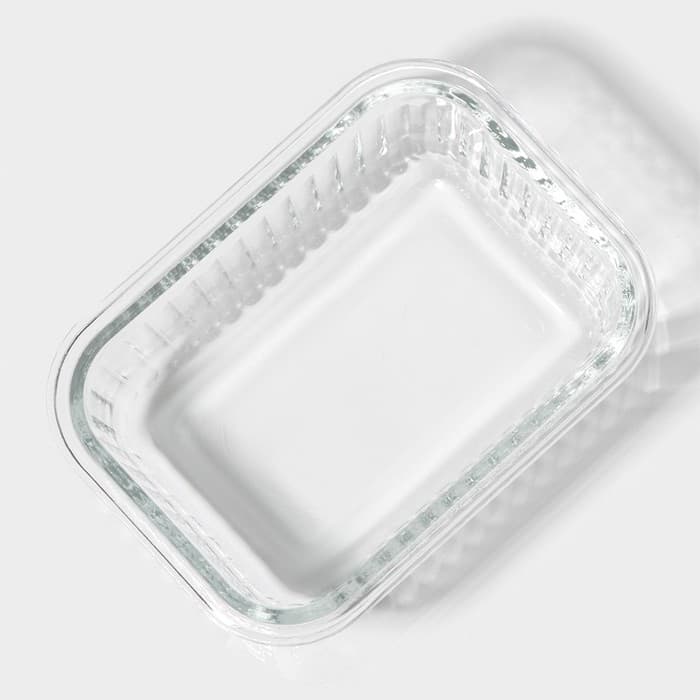 Контейнер для еды Доляна Basic, 370 мл, 14.5×10.5×5.5 см, прямоугольный, жаропрочного стекло, прозрачный