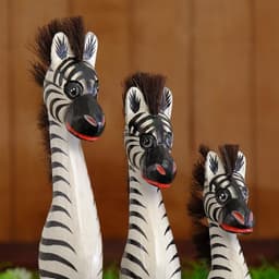 Сувенир «Семейство зебр», набор 3 шт., h=40 см, h=35 см, h=30 см, дерево
