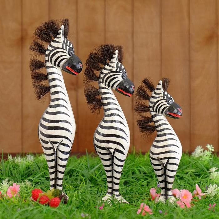 Сувенир «Семейство зебр», набор 3 шт., h=40 см, h=35 см, h=30 см, дерево