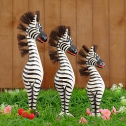 Сувенир «Семейство зебр», набор 3 шт., h=40 см, h=35 см, h=30 см, дерево
