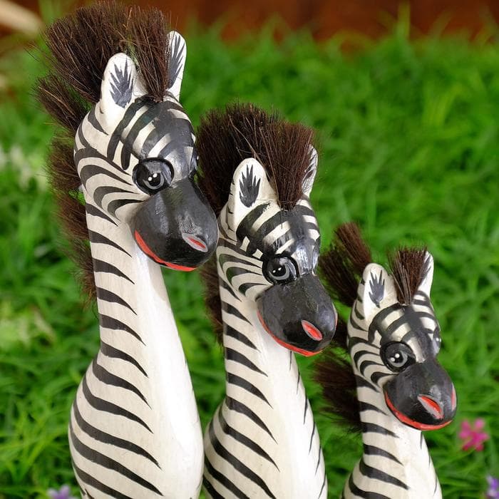 Сувенир «Семейство зебр», набор 3 шт., h=40 см, h=35 см, h=30 см, дерево