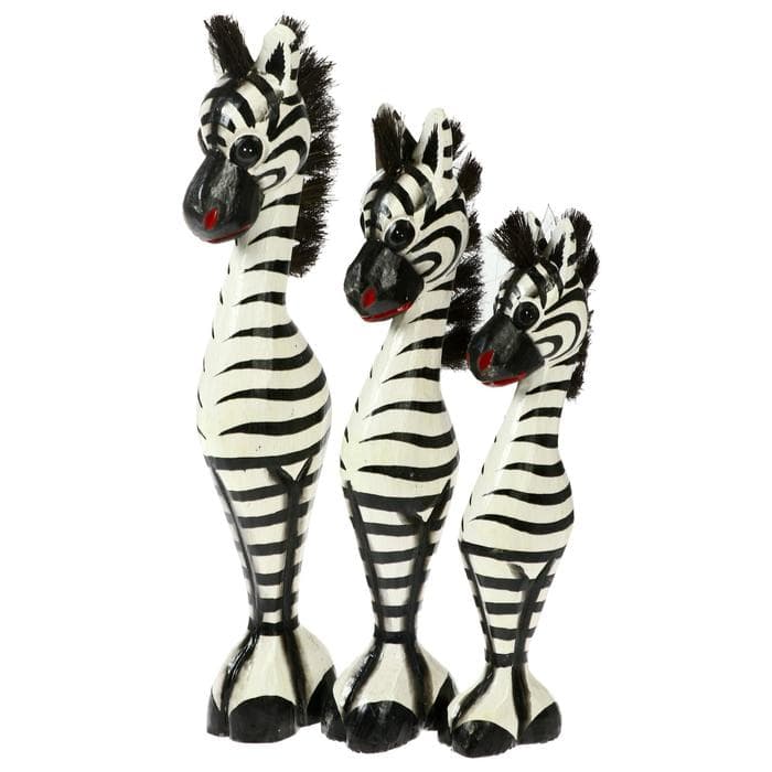 Сувенир «Семейство зебр», набор 3 шт., h=40 см, h=35 см, h=30 см, дерево