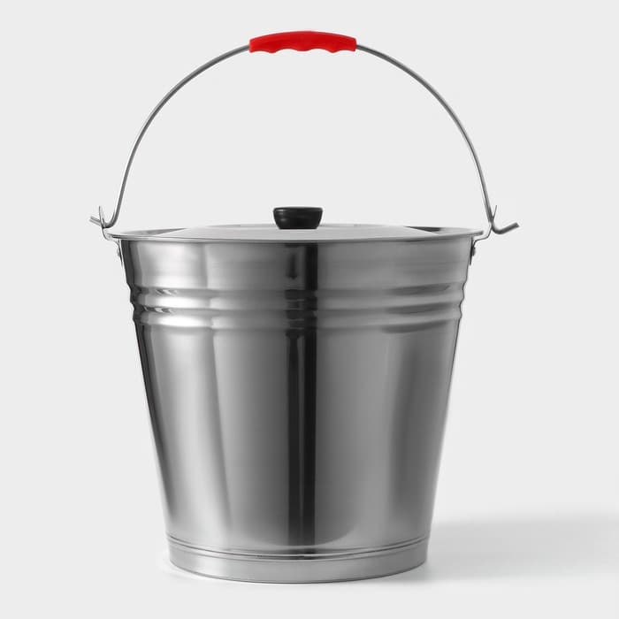Ведро, 12 л, d=32 см, с крышкой, AISI 201 сталь