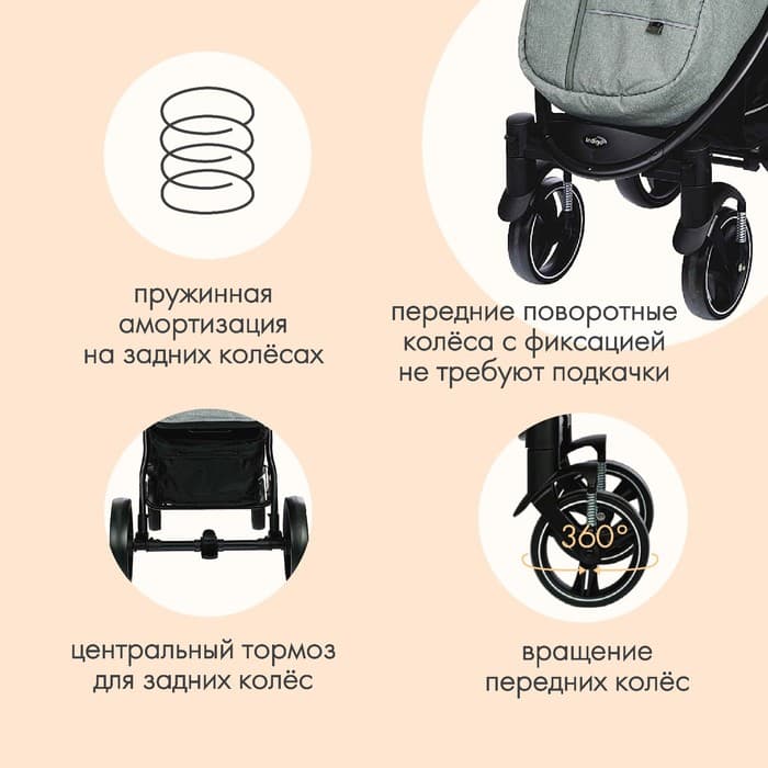 Коляска прогулочная детская MAXIMA (INDIGO), съемный бампер, зелёная