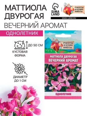 Семена цветов Маттиола двурогая «Вечерний аромат», смесь, 0.3 г, «Рецепты дедушки Никиты»