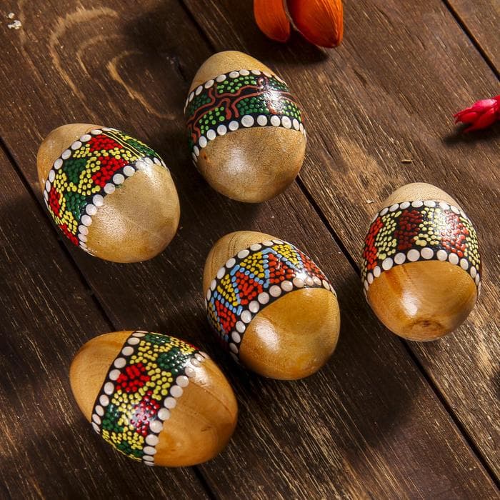 Сувенирный музыкальный инструмент Маракас «Яйцо с узором», 6.5×5×5 см, МИКС