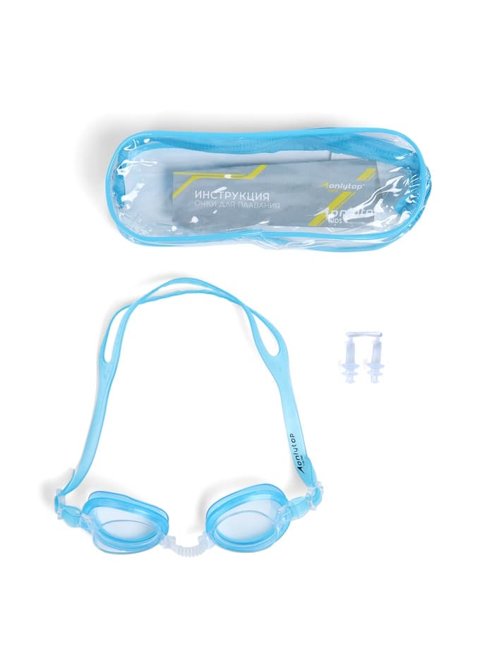 Очки для плавания детские «На волне: Акула», беруши, цвет голубой