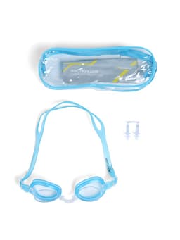 Очки для плавания детские «На волне: Акула», беруши, цвет голубой