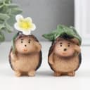 Фигурка полистоун «Ёжик с цветком или листиком», 3.8×4.3×7.5 см, МИКС