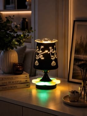 Аромалампа электрическая RISALUX «Цветок», подсветка, RGB, E14, 40 Вт, чёрная, 12.5×12.5×23 см