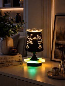 Аромалампа электрическая RISALUX «Цветок», подсветка, RGB, E14, 40 Вт, чёрная, 12.5×12.5×23 см