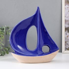 Фигурка керамика «Большой парусник», песочно-синий, 22.5×8.5×25.3 см
