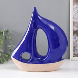 Фигурка керамика «Большой парусник», песочно-синий, 22.5×8.5×25.3 см