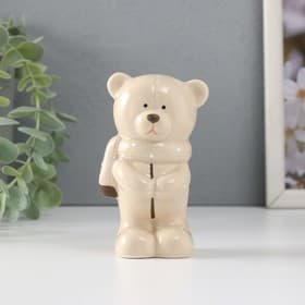 Фигурка керамика «Мишутка стесняшка в вязаном шарфике, стоит», 10.5×5×5.5 см