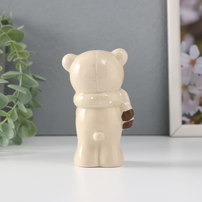 Фигурка керамика «Мишутка стесняшка в вязаном шарфике, стоит», 10.5×5×5.5 см