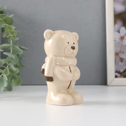 Фигурка керамика «Мишутка стесняшка в вязаном шарфике, стоит», 10.5×5×5.5 см
